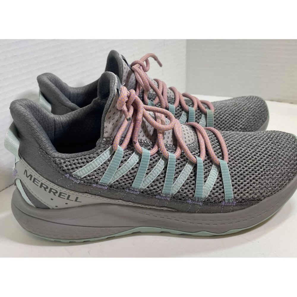 Merrell Women's Athletic Sneakers Size 10 Gray Mesh with Pink & Teal Accents - Picture 2 of 12